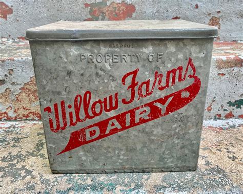 vintage galvanized steel milk box|vintage milk delivery box.